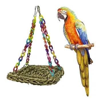 

Home Bird Accessories Straw Parrot Toys Parrot Swing Toy Nest Hammock Mini Flying Trapeze Stand Platform Supplies