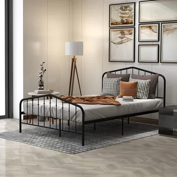 

metal platform bed frame with headboard and footboard / premium steel slat support / mattress foundation