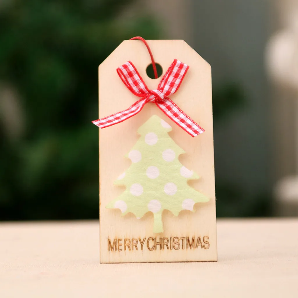 45# рождественские украшения Рождественский деревянный кулон лук деревянная бирка рождественские товары для дома бирка 3 шт