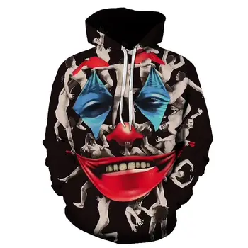 

Autumn Winter Fashion Men/women Hoodies With Cap Print Gun Clown harajuku Hooded Hoody Sweatshirt 3D lovely Tracksuits