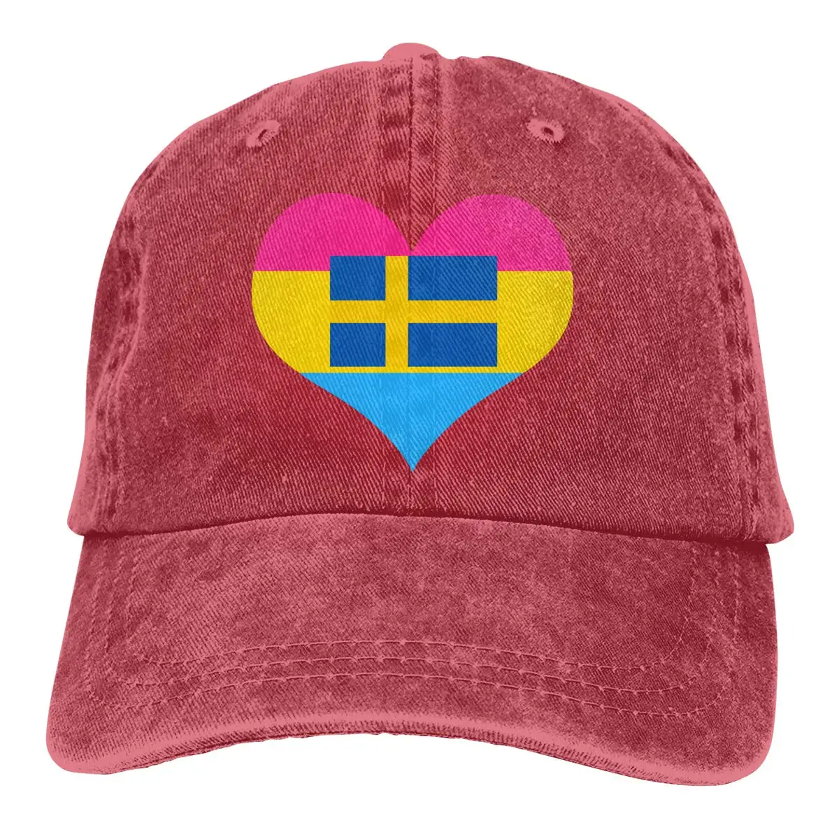 Мужская/Женская Регулируемая джинсовая бейсбольная кепка s Pansexual сердце Шведский флаг простая Кепка
