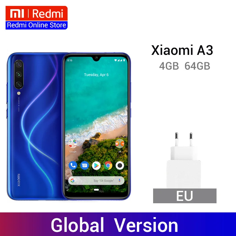 Глобальная версия Xiaomi mi мобильного телефона A3 4 Гб 64 Snapdragon 665 48MP Тройная камера s 32MP