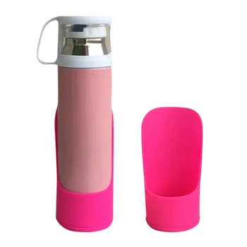 

Human Dog Sharing Keeping Hot & Cool 500ml Portable Camping Silicone Vacuum Insulated Travel Water Bottle