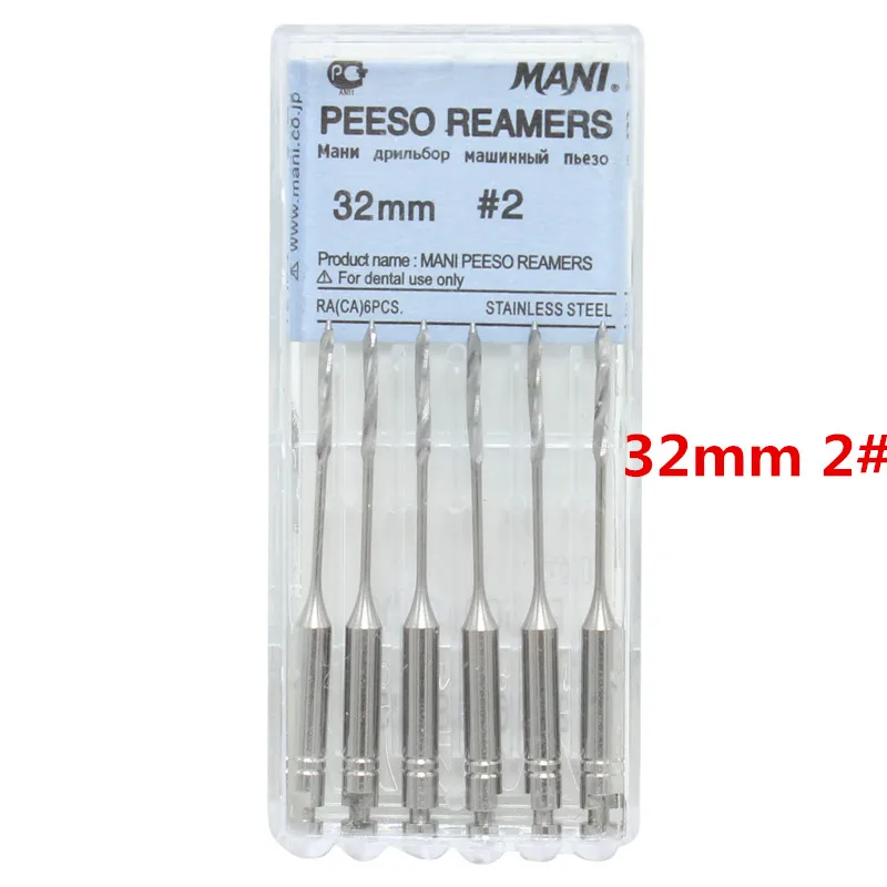 32mm 2 6 шт./кор. для детей возрастом 1-6# зубные эндодонтические файлы развертки дрель боры Peeso фрезы эндо файлы Peeso стоматологических инструментов стоматологическое лабораторное инструмент - Цвет: 32mm 2