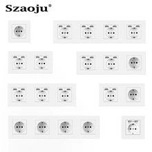 

Szaoju EU Standard 16A Power Socket With USB Wall 2.1A USB Socket AC110-250V PC Plastic Material Smart Life Home