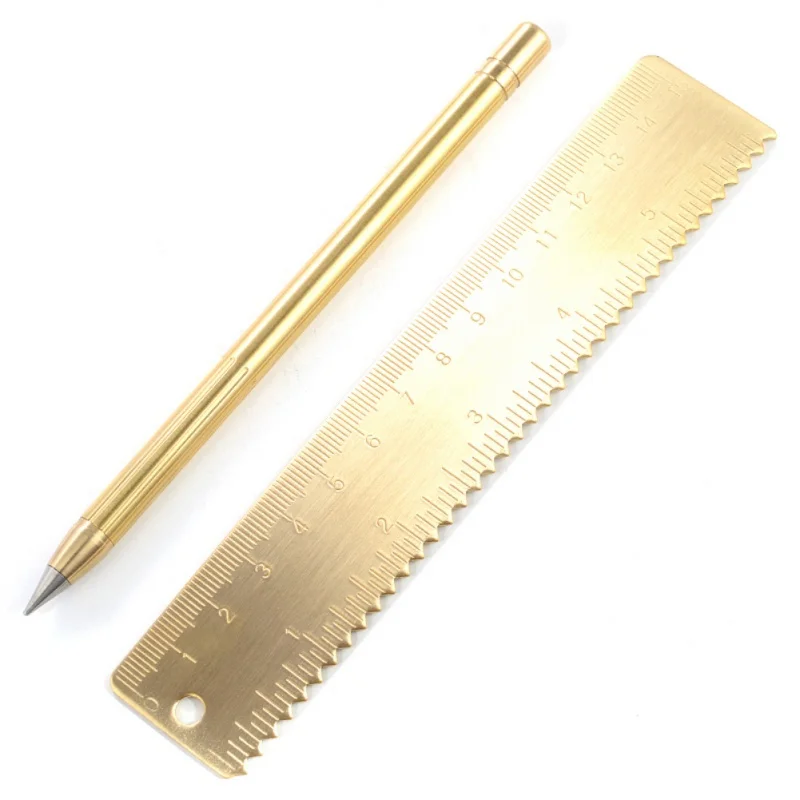 

2019 2019 New Outdoor Retro Brass Inkless Pen Pure Brass Metal No-ink Pen Travel Copper Gift Pen Stylus Everlasting Pencil