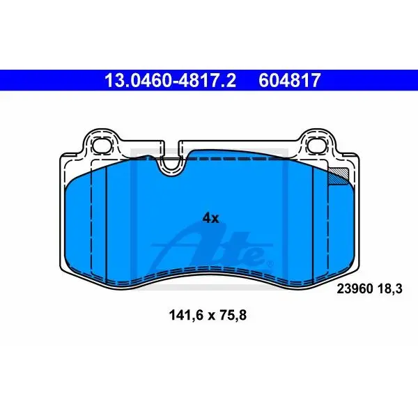 Колодки дисковые п.\ MB W221 3.5/5.0/6.0/3.2CDi 05 ATE 13.0460-4