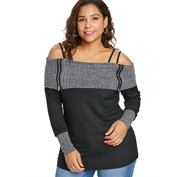 Women’s  Autumn And Winter Sweater Loose Patched Large Size Horizontal Neck Sexy Off-Shoulder Tops