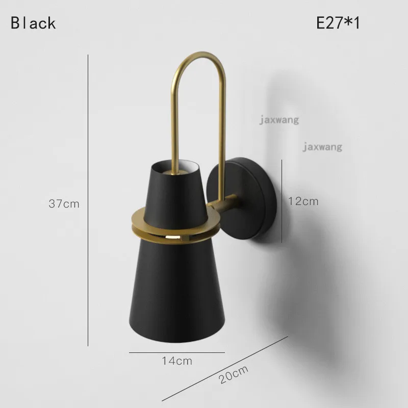 Modern LED Iron Wall Lamps Nordic Warm Lamps Romantic Home Lighting Bedroom Postmodern Personality Sconce Lighting Light Fixture - Цвет абажура: A black