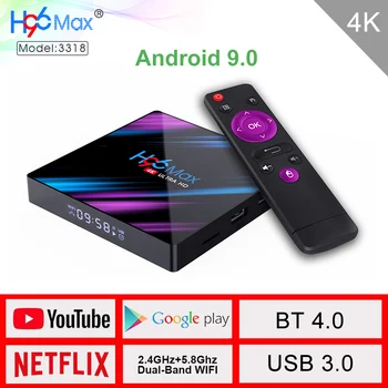 

H96 MAX Android 9.0 TV Box Rockchip RK3318 Quad Core 4GB RAM 32G/64G ROM Set Top Box 2.4G/5.8G Wifi 2G 16G 4K Smart Media Player