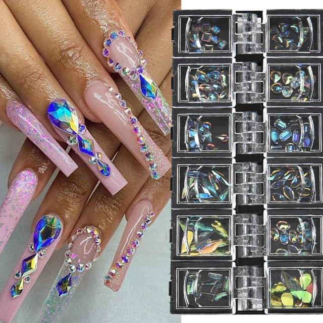3D Nail Rhinestones Nail Charms Multi Color Nail Art Decorations AB Mixed  Size Crystal Gems Flatback Rhinestones for Nails DIY - AliExpress