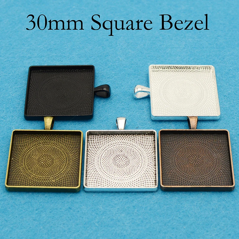 

25mm Black Silver Dual Loop Square Connector Tray, 1 Inch Link Settings, Connector Links For Glass and Bracelets