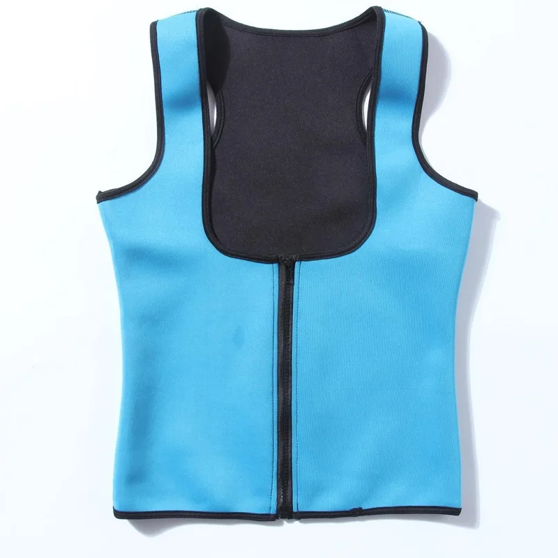 Blue Sweat Waist Trainer Sauna Vest Women Neoprene Body Shaper Tummy Belly Shaper Shapewear Modeling Strap Slimming Belt With Zipper - Цвет: Blue