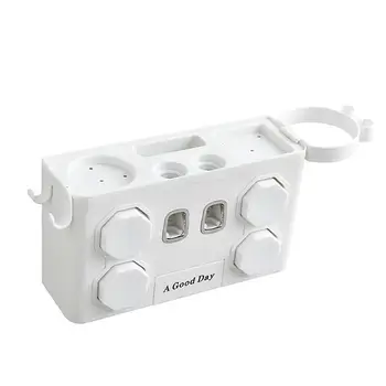 

1PC Punch Free Hair Dryer Holder Wall Mounted Toothpaste Squeezer Cups Toothbrush Storage Rack For Home Bathroom