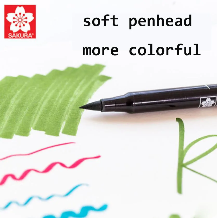 TUNACOCO pen set Japanese stationery SAKURA pen Mark pens marker colour pen soft brush drawing pen school arts markers bb1710196