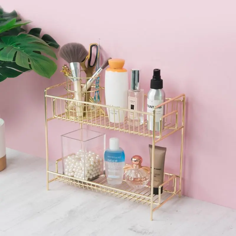 

2 Layers Iron Storage Rack Kitchen Spice Jar Bottle Seasoning Shelf Organizer