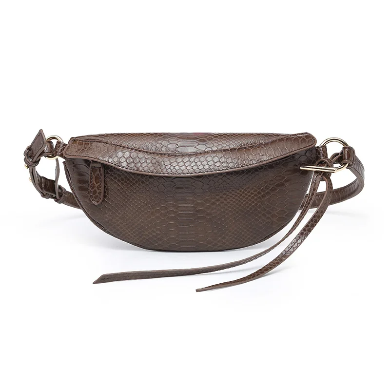 

Fashion Women Waist Pack Snake Pattern Leather Belt Bag Slim Ladies Chest Packs Waist Bag Belt Wallet for Phone Easy