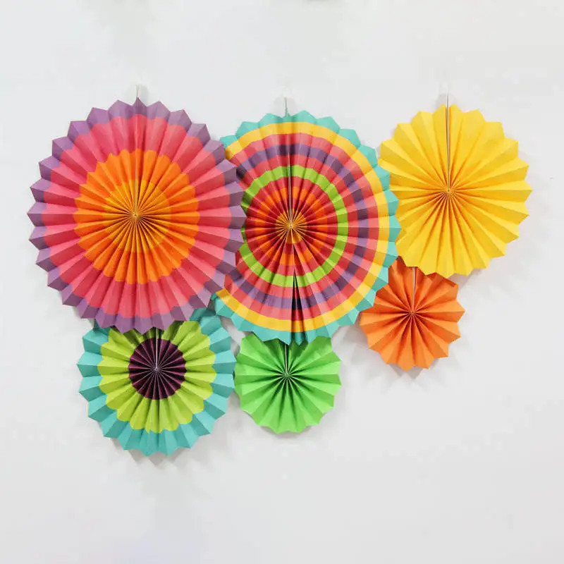 As Picture 6 шт. бумажный веер набор розочек фото бумага для фона Pinwheel вечерние принадлежности для свадьбы День рождения, детский душ Декор - Цвет: As Picture