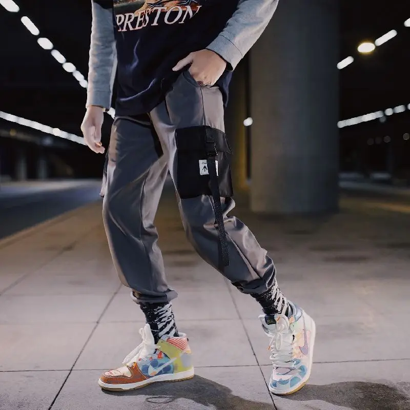 ins Men Pants Casual Mens hip hop rap Male Trousers street boy quick-dry Straight Full breathing loose ankle banded Pant
