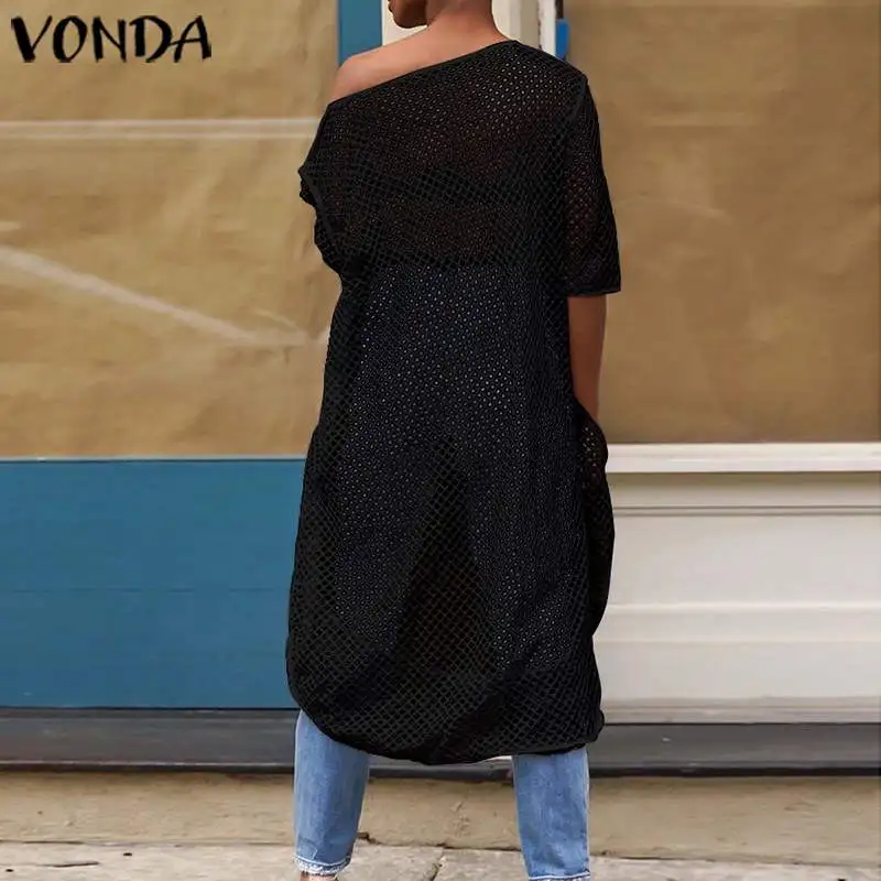 VONDA, летние блузки для беременных,, женские повседневные однотонные топы с рукавом 3/4, женские пляжные рубашки, богемные блузы