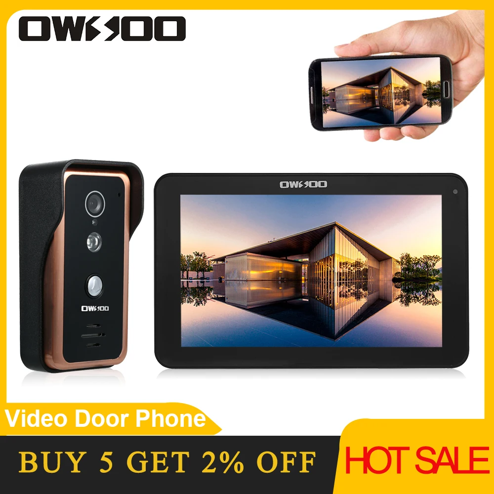 OWSOO-timbre de puerta con vídeo y WIFI, 9 , 1000TVL, cámara de IR-CUT con cable, compatible con desbloqueo remoto, Snapshot de grabación