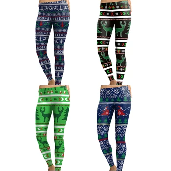 

NADANBAO 2019 Christma Party Fitness Leggings Women Elk Printed Legging New Year Leggin Women Gift Workout Pants Winter