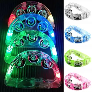 

LED Colorful Light Handbell Tambourine with Jingle Bells Kids Toy Party Props toys glow handbell decoration supplies KTV