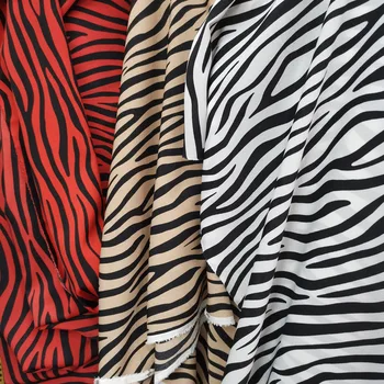 

Zebra chiffon fabric printed material Stretchy dropping breathable scarf blouse DIY craft cosplay fabric 1 yard