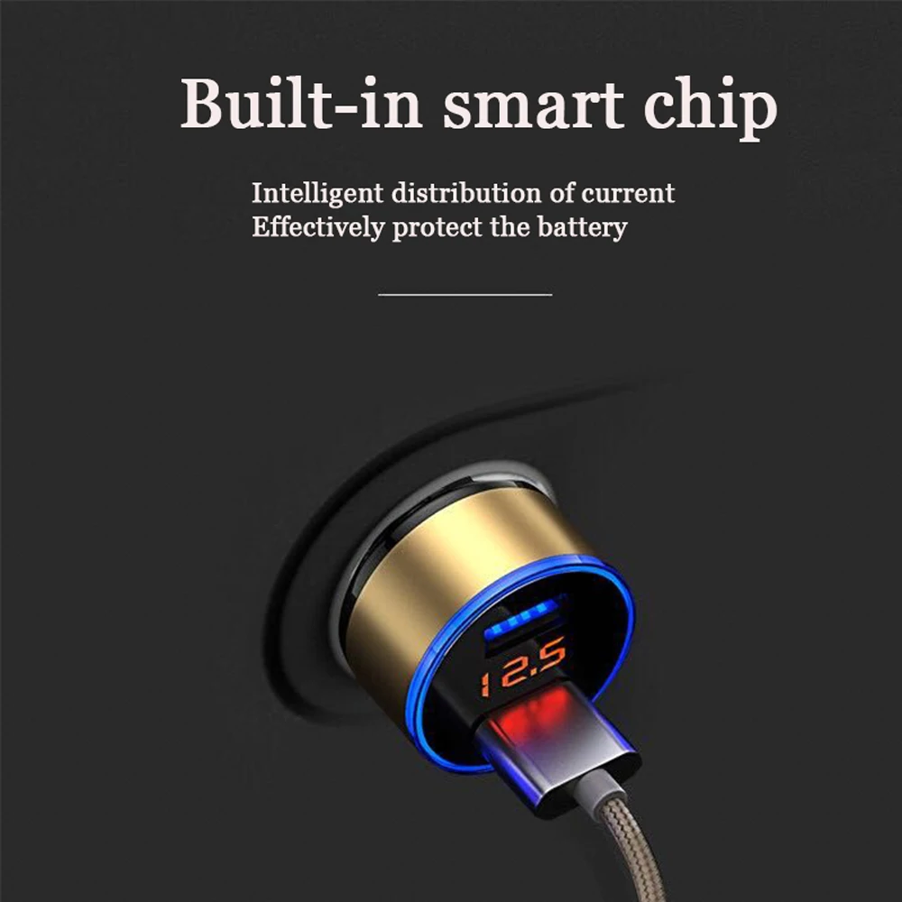 Автомобильный USB Зарядное устройство для IPhone samsung планшетный телефонный зарядный кабель для зарядки 3.1A 2-Порты и разъёмы светодиодный Дисплей быстрой зарядки автомобиля Зарядное устройство