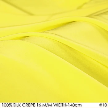 

100% SILK CREPE DE CHINE 140cm width 16momme Natural Silk Fabrics 2021 New Trends Bright Yellow NO 10