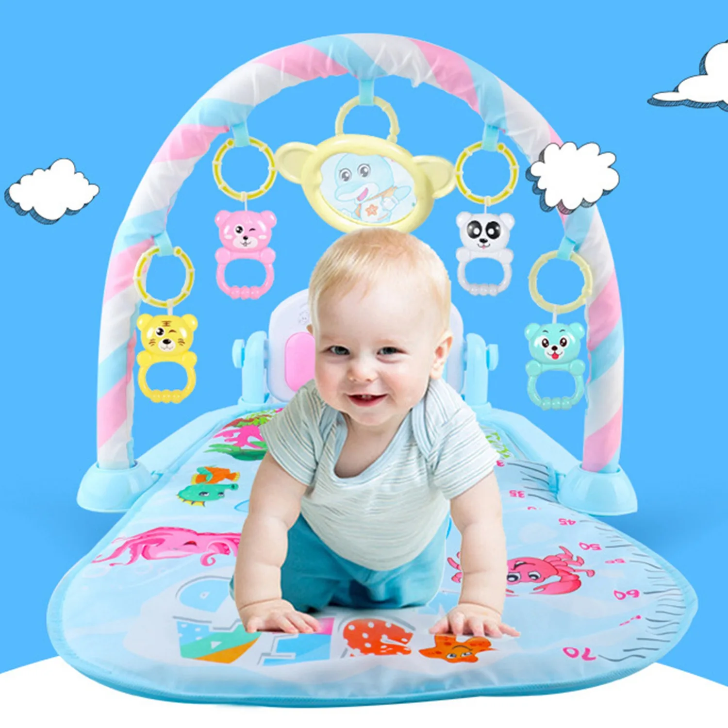 Baby Activity Gym Children's Play Mat 0-12 Months Developing Carpet Soft Rattles Musical Toys Activity Rug For Babies Games