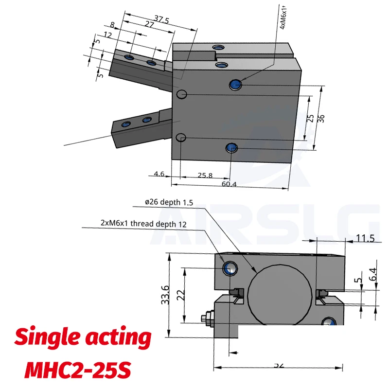 Угловой Воздушный Захват MHC2-10D 16D 20D 25D 180 ° угловой Воздушный Захват Cam style MHY2-10D 16D 20D 25D caluminium clamp - Цвет: MHC2-25S