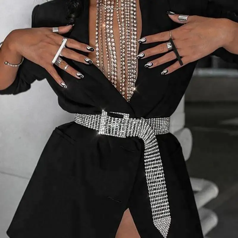 

2019 New women's rhinestone belt female bright Bride bling crystal diamond Belt Collar Necklace Waist chain belt Pearl Belts