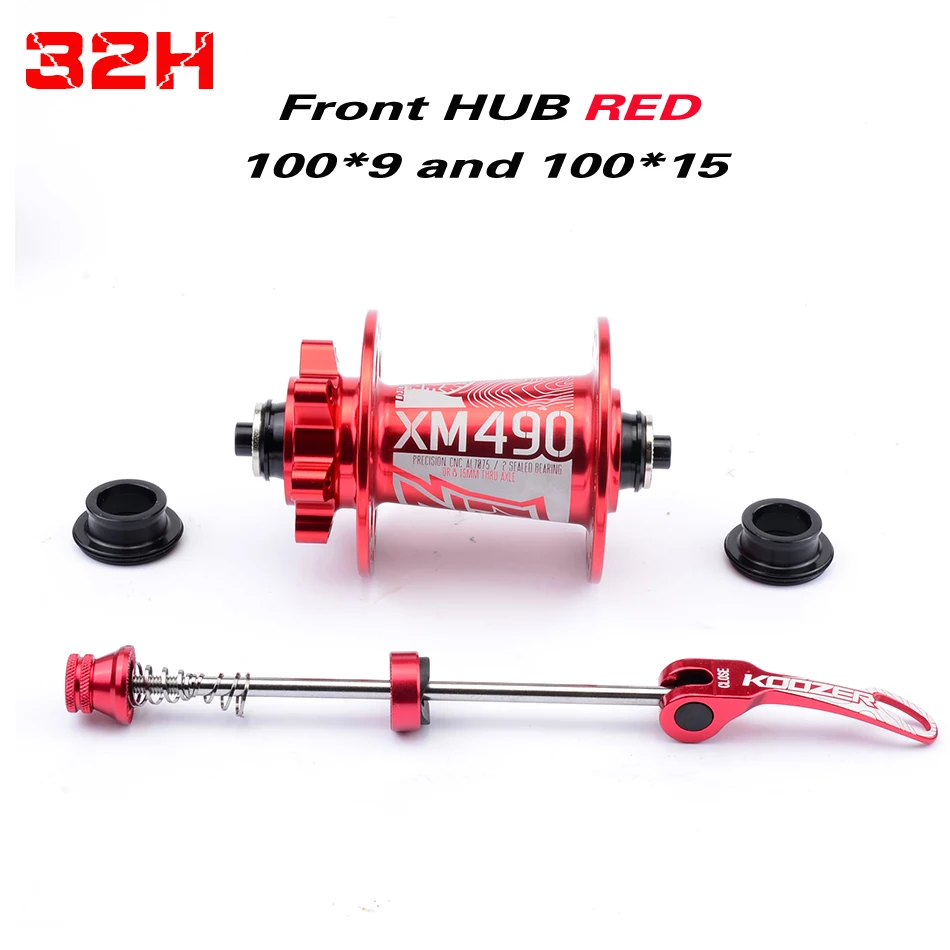 front hub red 32 Koozer концентраторы 4 подшипника MTB горный велосипед концентратора сзади 10*135 мм QR100* 15 12*142 мм через 28/32/36 отверстиями дисковый тормоз велосипедные ступицы - Цвет: front hub red 32