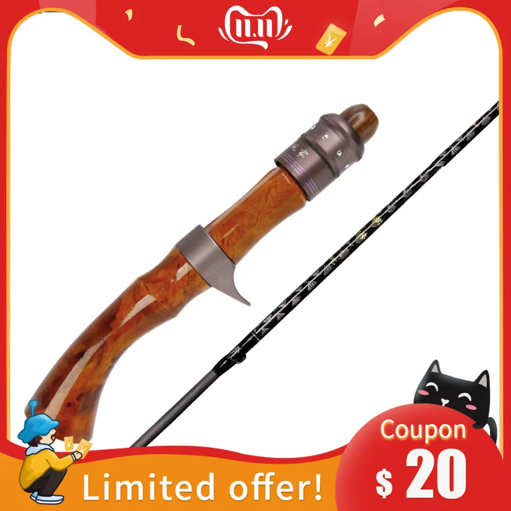 

Fishing Rod Brand New Lurestar Travel Rod Trout 1.44M 4 Sections L action Wood handle portable Spinning/ Casting Rod