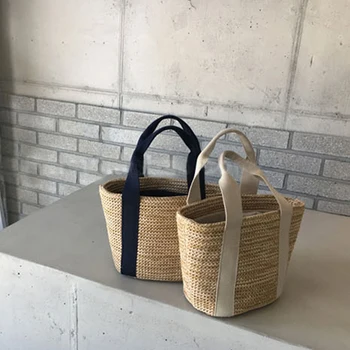 

2020 Newest Big Capacity Straw Bags Women Handmade Woven Basket Tote Summer Bohemian Beach Bags Casual Rattan Lady Handbags