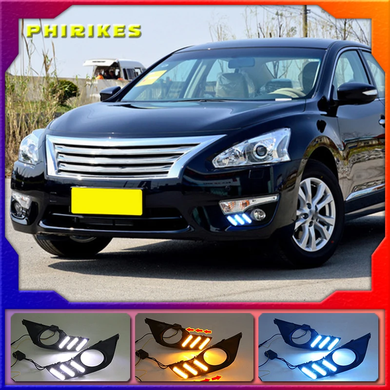 

2Pcs Car LED Daytime Running Lights for Nissan Altima Teana 2013 2014 2015 DRL Front Bumper Driving Turn Signal Light Daylgiht