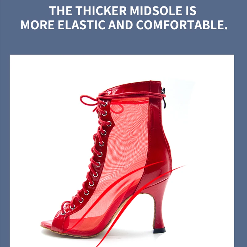 Women Dance Boots For Ladies High Heel Flannel Ballroom Modern Dance Shoes Black  Gilrs Soft Sole Bachata Salsa Dancing Shoes