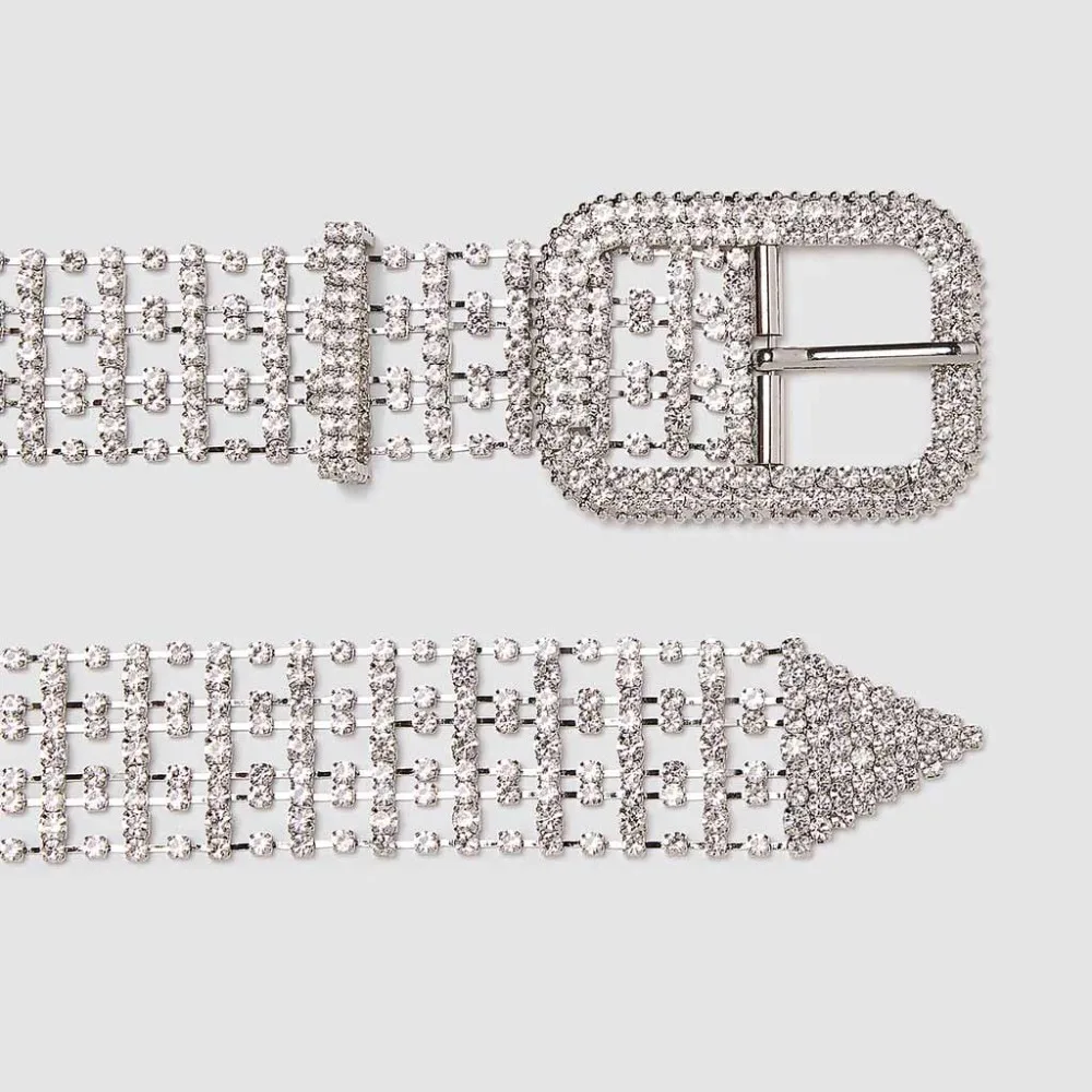 Girlgo богемная Мода Полный Кристалл Bling ZA пояс для женщин модная Пряжка Серебряный цвет талии живота аксессуары ювелирные изделия Вечерние