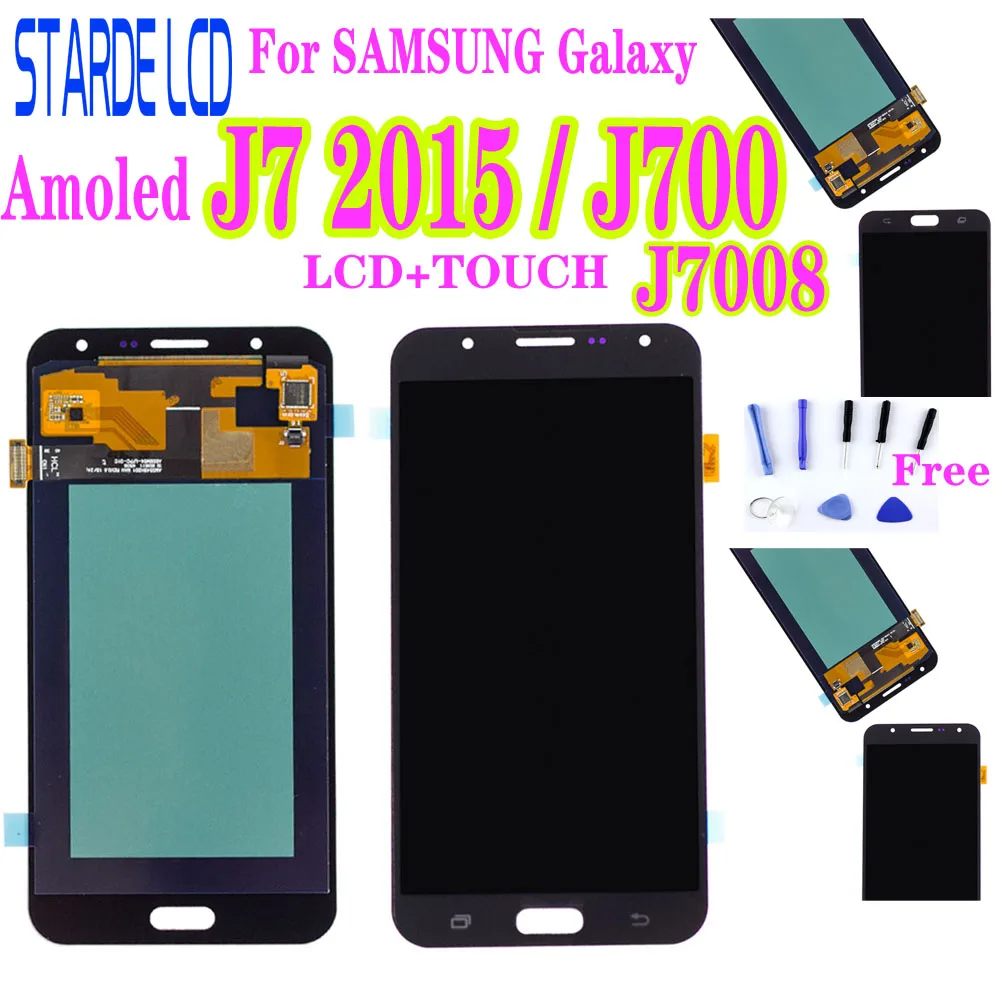 ЖК дисплей Amoled для Samsung Galaxy J7 2015 дигитайзер сенсорного экрана в сборе J700 J700F J700M J700H