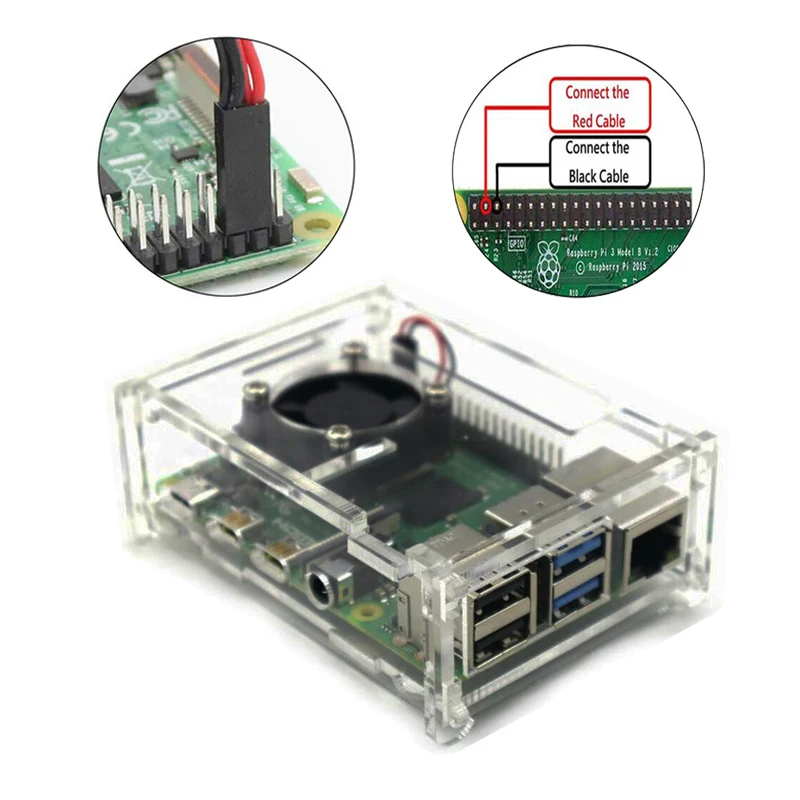 Акриловый корпус, прозрачный корпус с охлаждающим вентилятором для Raspberry Pi 4 Модель B 4B