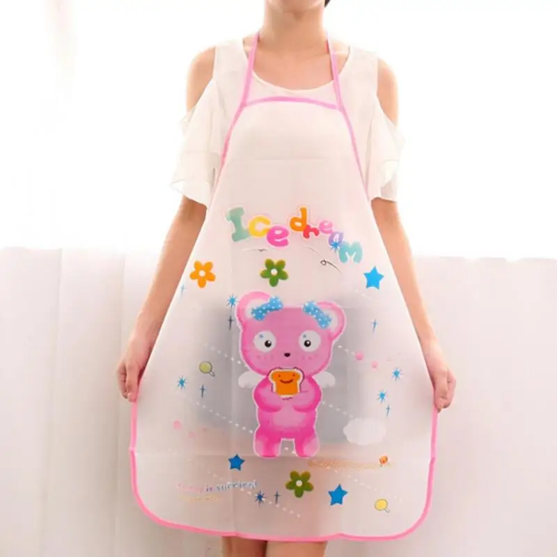 1*Cartoon Apron Sleeveless Waterproof Anti-oil Aprons Creative Women Apron Adjustable PVC Kitchen Cooking Cleaning Accessories