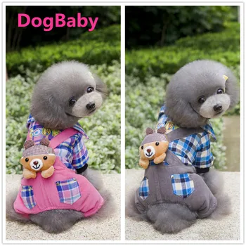 

Pet Clothes Dog Clothes Dog Clothes Bear Plaid Four Leg Cotton Padded Clothes Small Dog Clothes