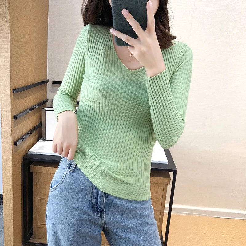

Autumn V Neck Sweater Knitted Fashion Womens Sweaters 2019 Winter Tops For Women Pullover Jumper Pull Femme Hiver Truien Dames