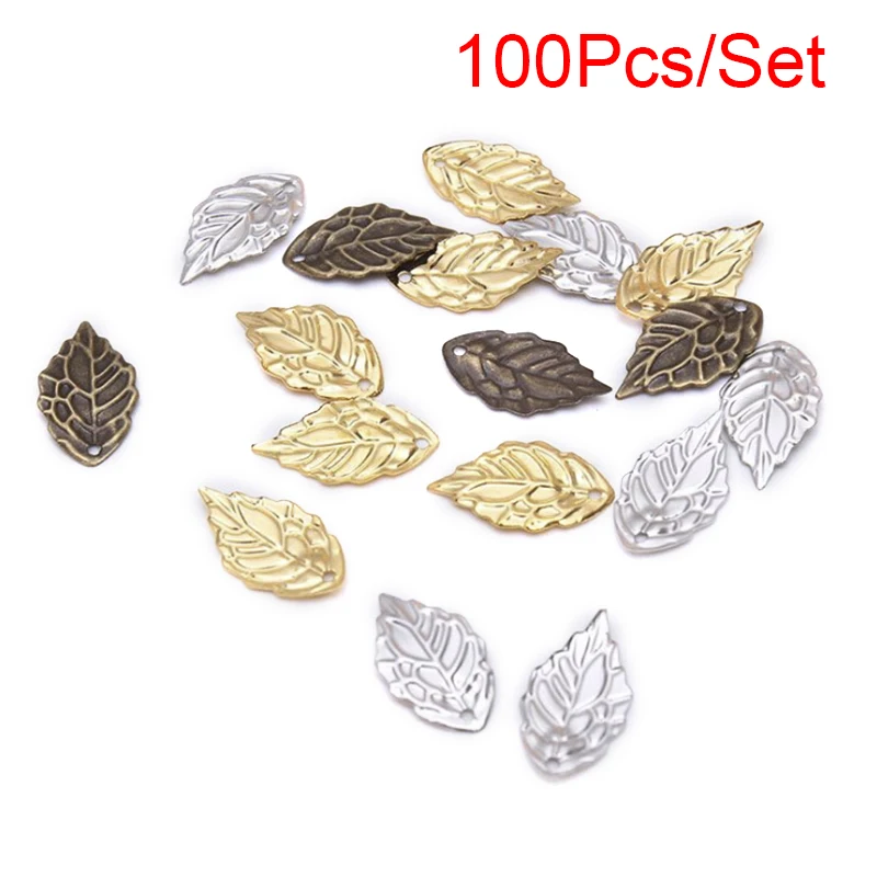 

Vintage 100Pcs/Set Craft Hollow Leaves Pendant Charm Filigree Jewelry Making For Hair Comb Jewelry Accessories