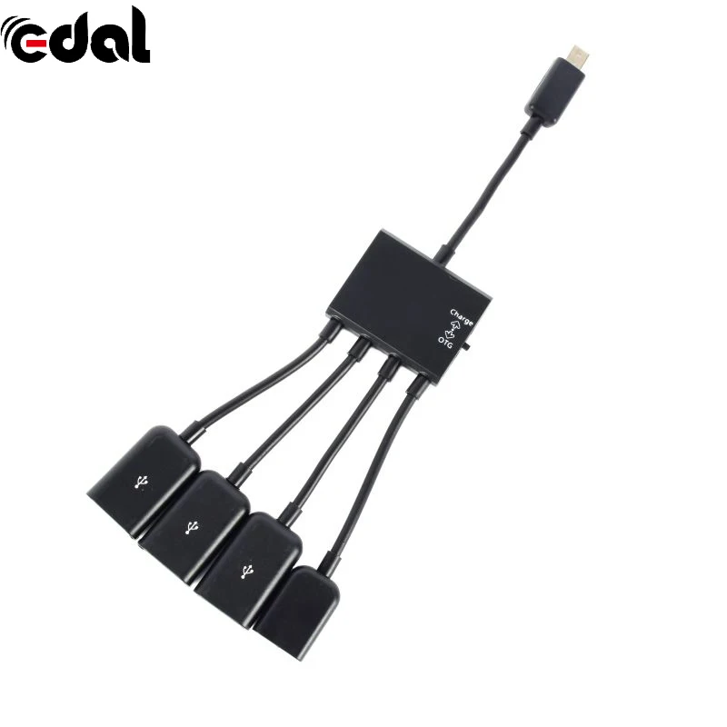 

4 in1 Micro USB OTG Hub Extension Adapter Charging Cable Black Cables For Android Phone Tablet hot