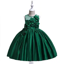 Детское платье принцессы с объемным цветком Костюм на день рождения для девочек платье для выступлений