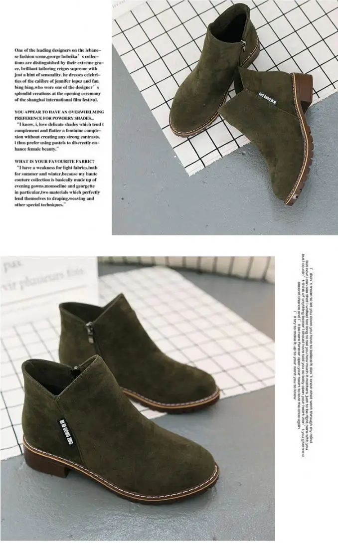 Winter boots women sneakers square heel casual shoes woman 2019 fashion side zipper solid adult women ankle boots women shoes (9)