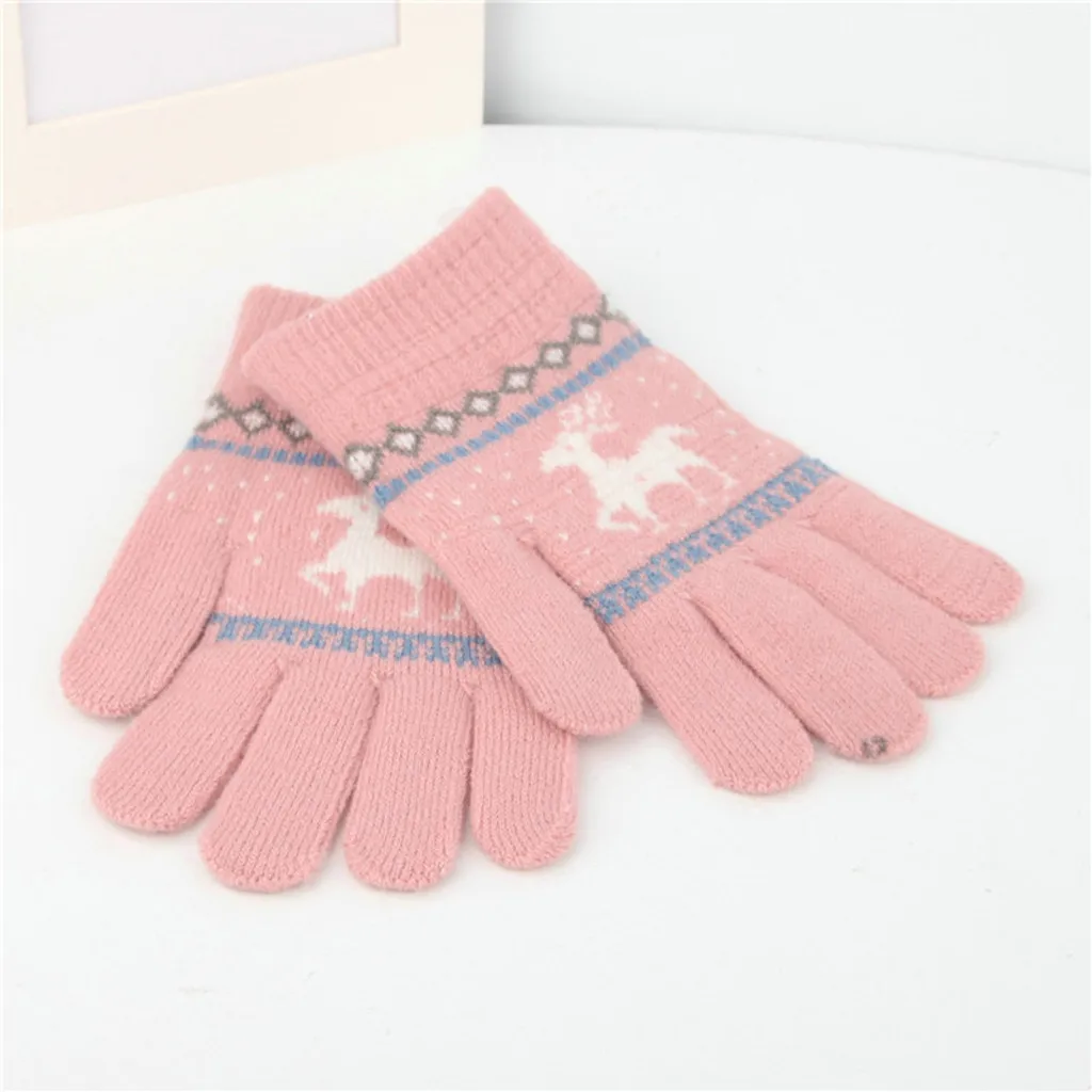 Рождественские перчатки; Детские кашемировые теплые перчатки с рождественским оленем
