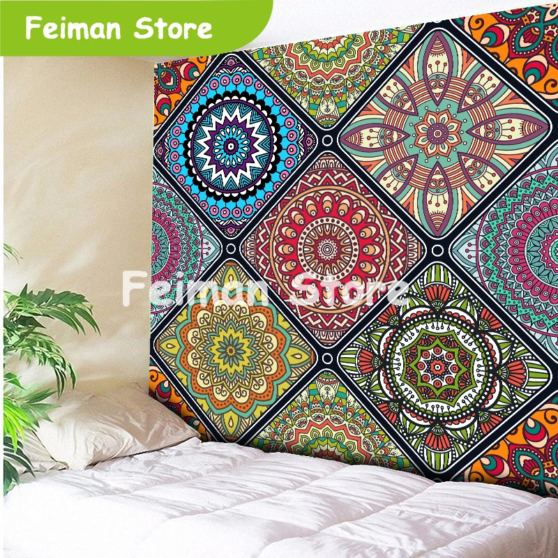 

Plus Size Multicolor Beautiful Mandala Tapestry Wall Hanging Beach Towel,Home Decor Tapestries Living Room Bedroom Couch Blanket